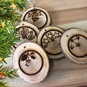 Weihnachtsbaumanhänger Holz Kugel-Motive