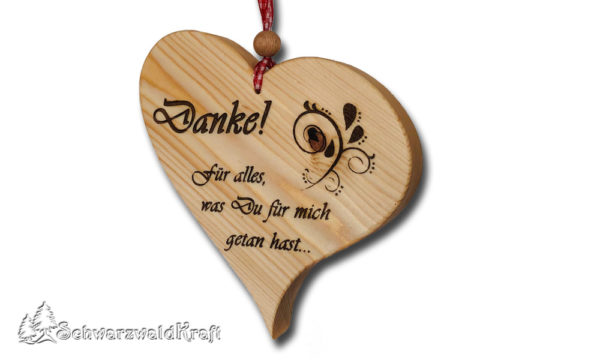 Herz aus Fichten-Holz mit Spruch Danke...